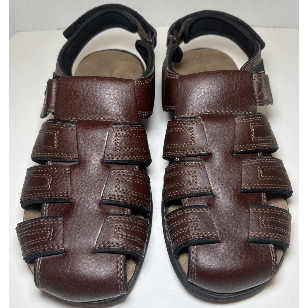 Thom McAn Sandals Mens 12M Keifer Fisherman Brown Leather Closed Toe Comfort